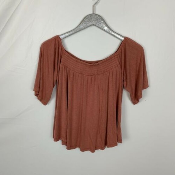 AEO Soft & Sexy Off-The-Shoulder Shirt, Berry - Picture 3 of 6